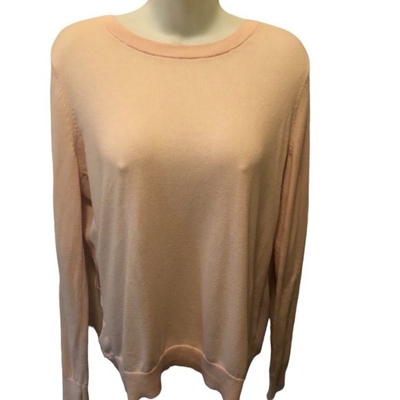 Loft Open Back Light Sweater Pastel Pink Sz. S Ribbon Tie Feminine Graceful - Picture 3 of 5